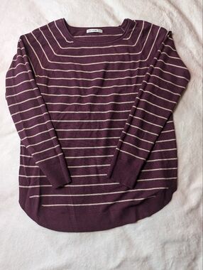 Pink Clover Plum Stripe Crewneck Sweater